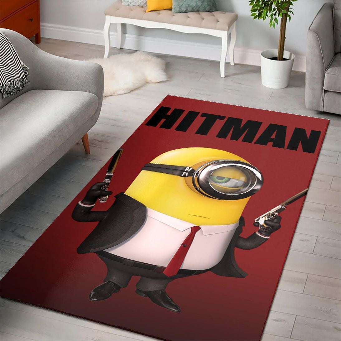 Hitman Minions – Despicable Minions Zeichentrickfilme Teppich, Teppiche - Outdoor Teppich, Teppich Wohnzimmer, Küchenteppich, Kinderzimmer, Modern