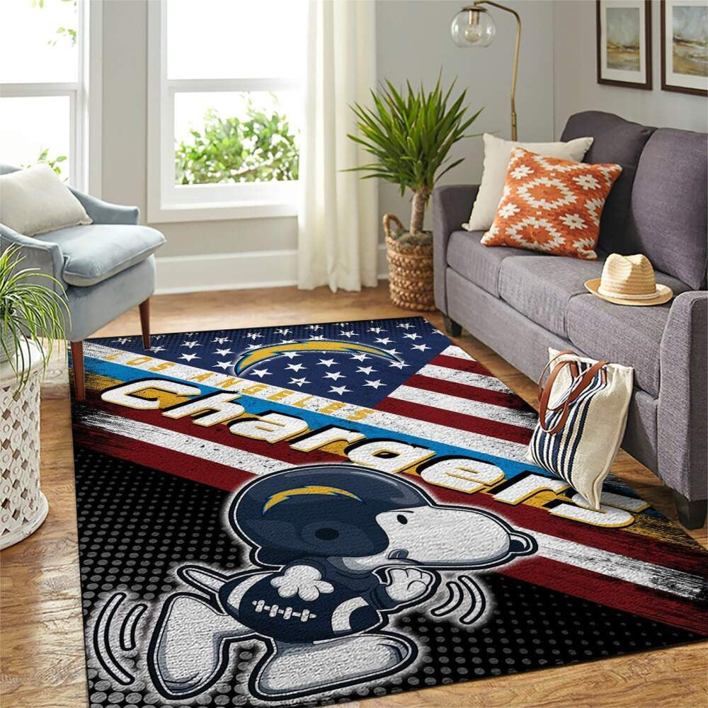 Los Angeles Chargers Nfl Area American Flag Snoopy Team Logo Sports Teppich, Teppiche - Outdoor Teppich, Teppich Wohnzimmer, Küchenteppich, Kinderzimmer, Modern