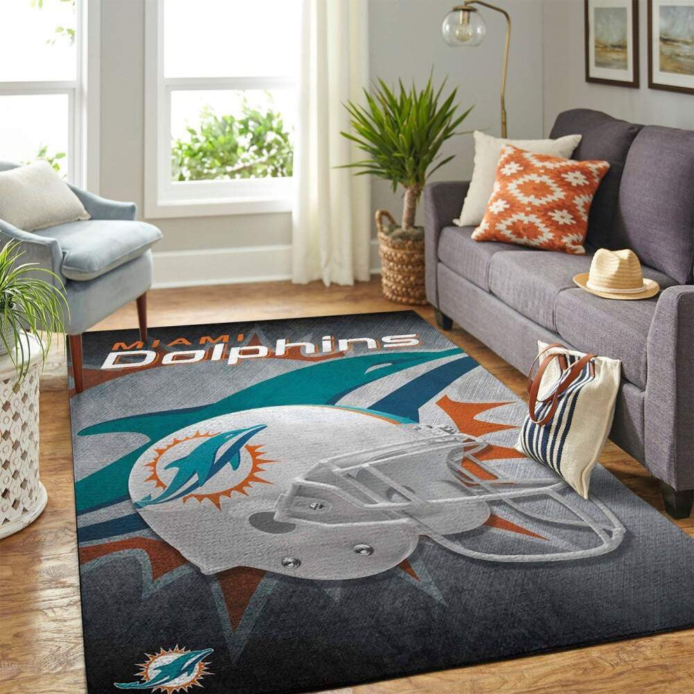 Miami Dolphins Nfl Area Team Helm Sport Teppich, Teppiche - Outdoor Teppich, Teppich Wohnzimmer, Küchenteppich, Kinderzimmer, Modern