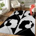 Musik hören X4 Schwarz-Weiß-Musik für Fans Teppich, Teppiche - Outdoor Teppich, Teppich Wohnzimmer, Küchenteppich, Kinderzimmer, Modern