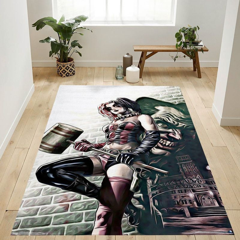 Harley Quinnwall Teppich, Teppiche - Outdoor Teppich, Teppich Wohnzimmer, Küchenteppich, Kinderzimmer, Modern