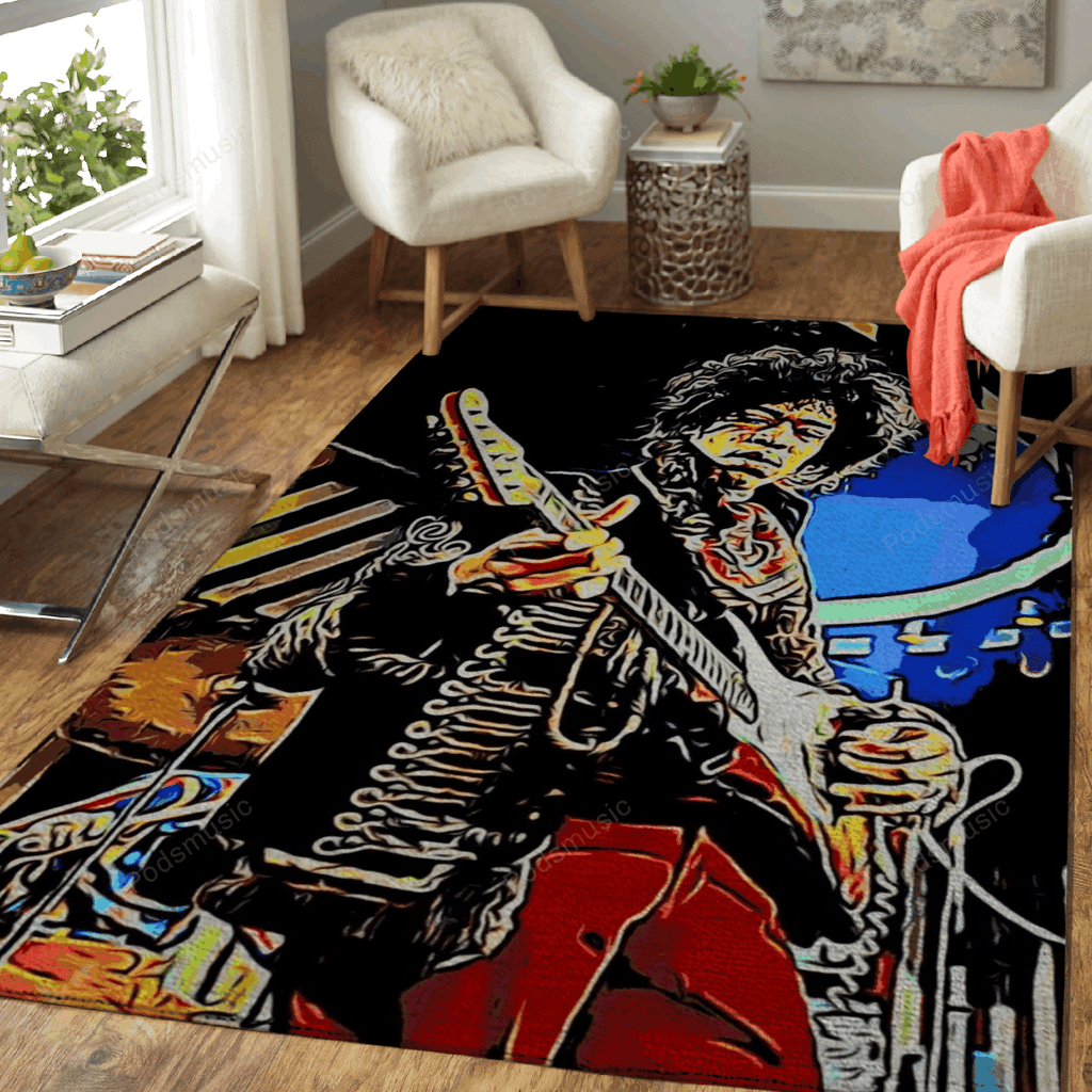 Jimi Hendrix 2 Musikmalerei für Fans Teppich, Teppiche - Outdoor Teppich, Teppich Wohnzimmer, Küchenteppich, Kinderzimmer, Modern