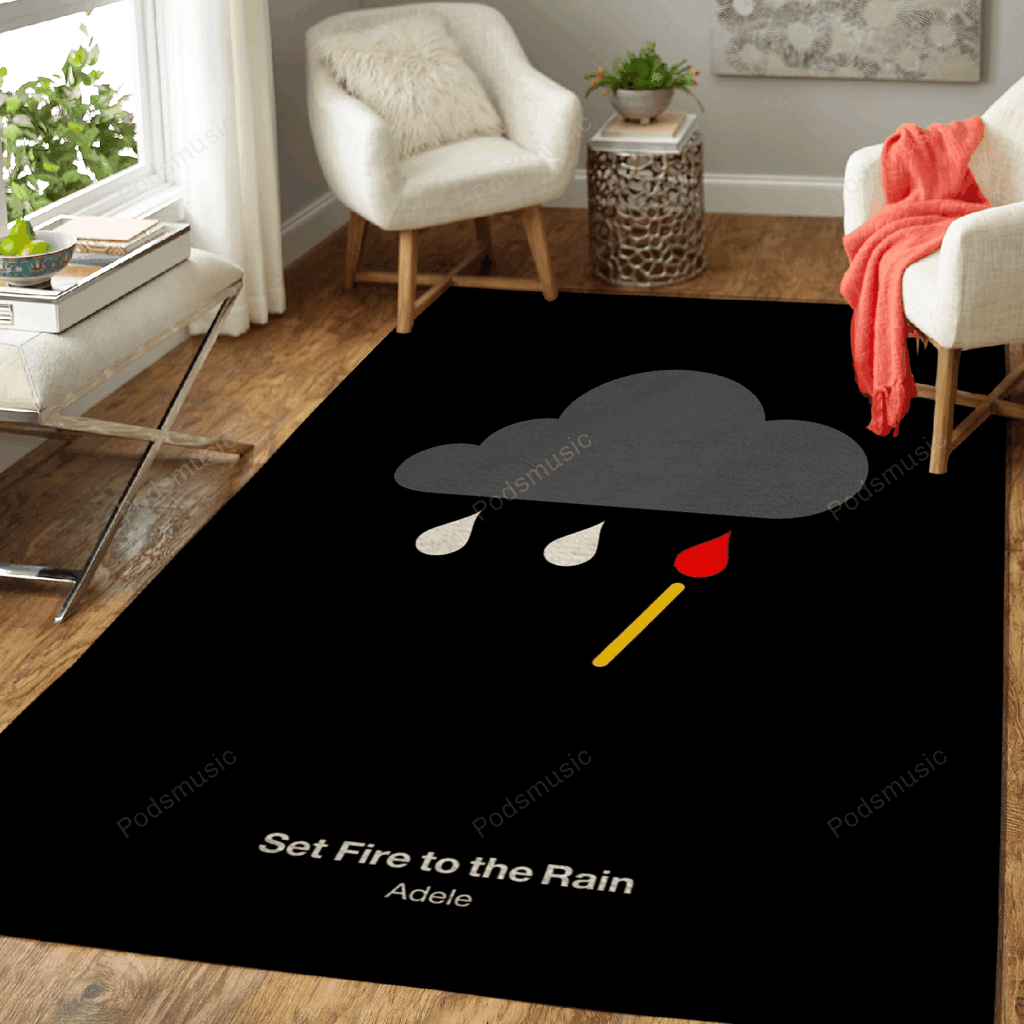 Set Fire To The Rain Musik für Fans Teppich, Teppiche - Outdoor Teppich, Teppich Wohnzimmer, Küchenteppich, Kinderzimmer, Modern