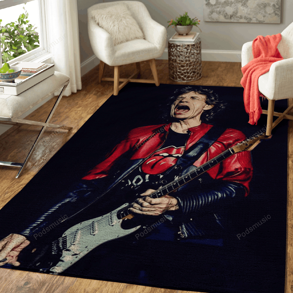 Mick Jagger Guitars Musicist For Fans Area Floor Decor Teppich, Teppiche - Outdoor Teppich, Teppich Wohnzimmer, Küchenteppich, Kinderzimmer, Modern