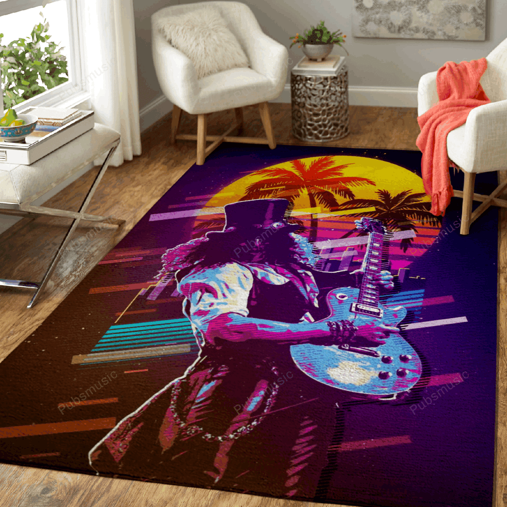 Slash Saul Hudsonwork Music Synthwave 80S für Fans Teppich, Teppiche - Outdoor Teppich, Teppich Wohnzimmer, Küchenteppich, Kinderzimmer, Modern