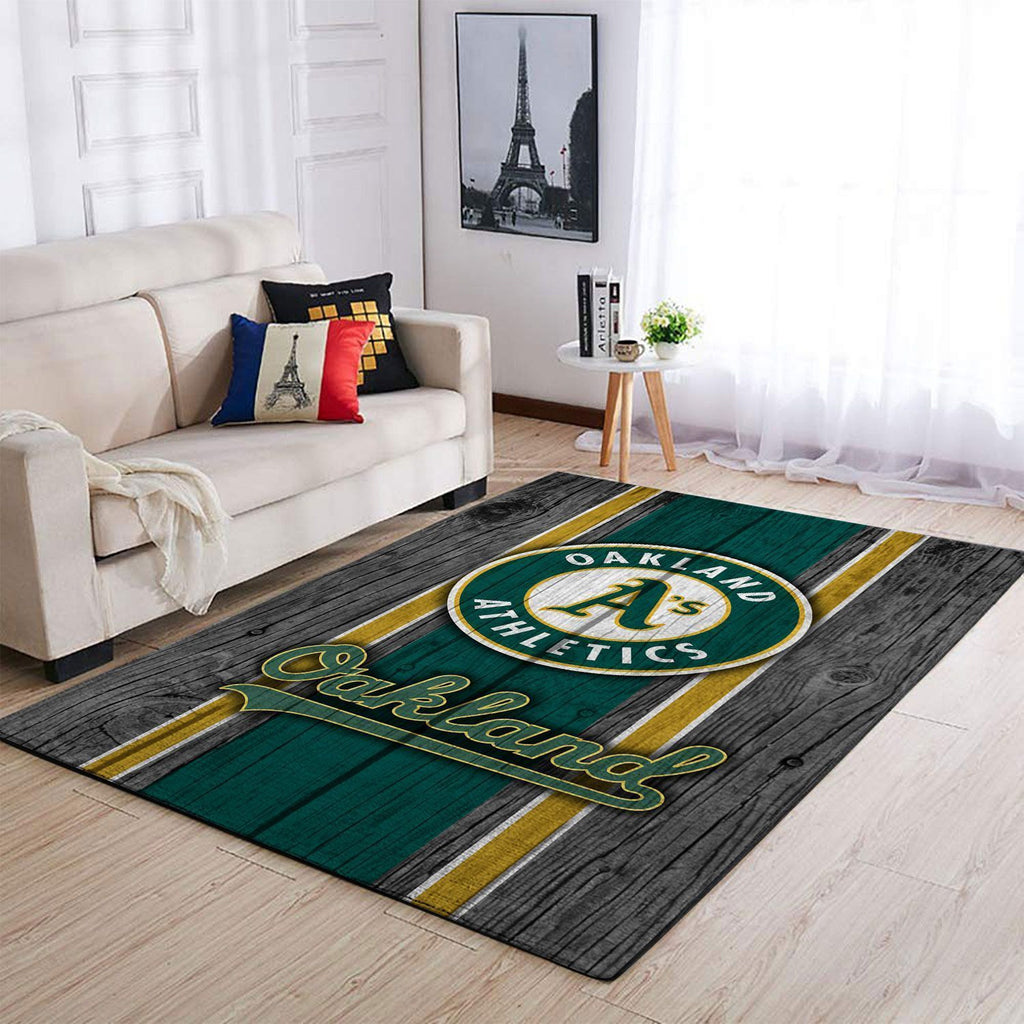 Oakland Athletics Mlb Area Baseball Team Logo im Holzstil Teppich, Teppiche - Outdoor Teppich, Teppich Wohnzimmer, Küchenteppich, Kinderzimmer, Modern