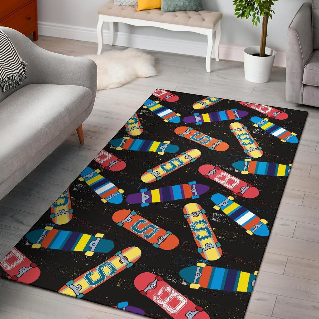 Skateboard bunter Musterdruck Teppich, Teppiche - Outdoor Teppich, Teppich Wohnzimmer, Küchenteppich, Kinderzimmer, Modern