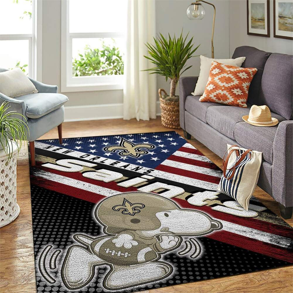 New Orleans Saints Nfl Area American Flag Snoopy Team Logo Sport Teppich, Teppiche - Outdoor Teppich, Teppich Wohnzimmer, Küchenteppich, Kinderzimmer, Modern