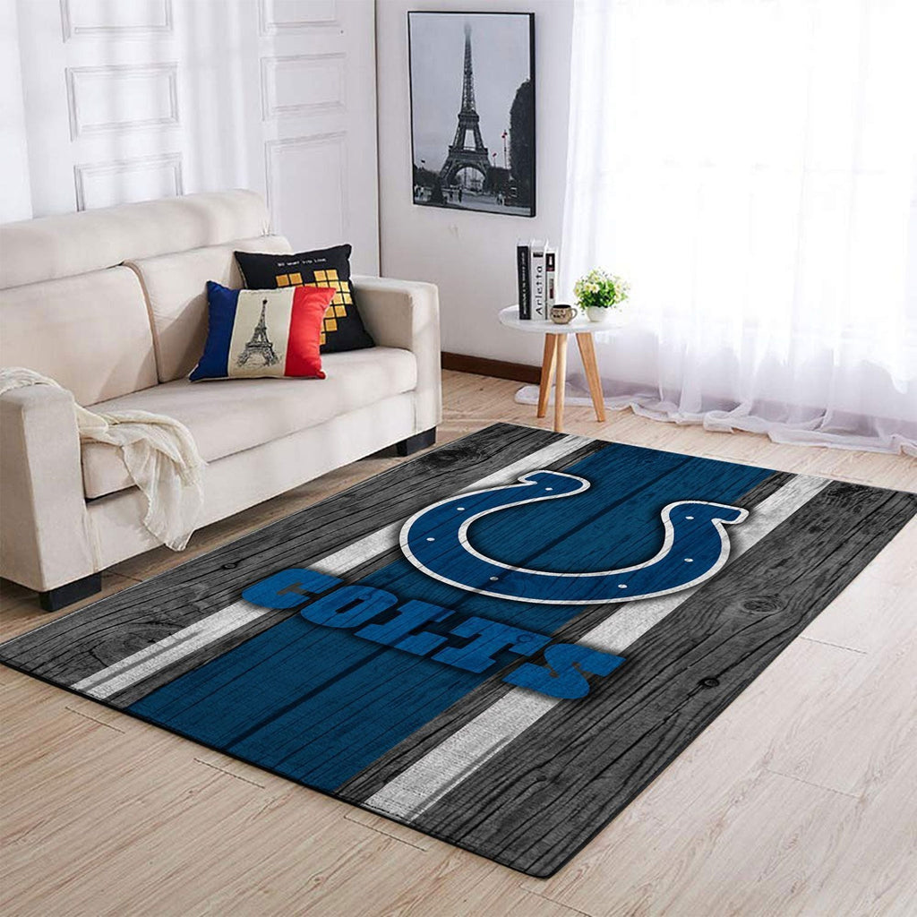 Indianapolis Colts Nfl Team Logo Bereich Sport im Holzstil Teppich, Teppiche - Outdoor Teppich, Teppich Wohnzimmer, Küchenteppich, Kinderzimmer, Modern