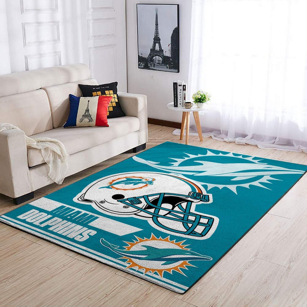Miami Dolphins Nfl Team Logo Helm rechteckiger Bereich Teppich, Teppiche - Outdoor Teppich, Teppich Wohnzimmer, Küchenteppich, Kinderzimmer, Modern