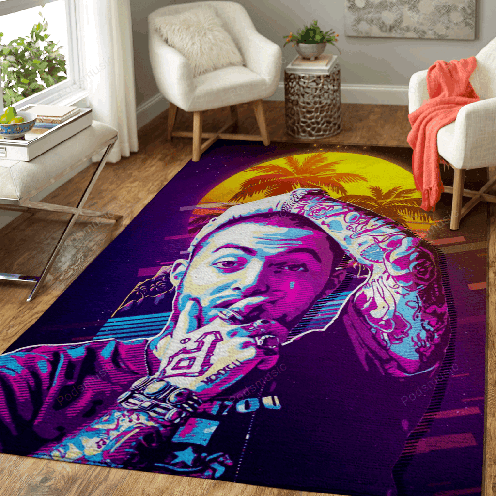 Mac Miller Portrait 80Swork Music Synthwave 80S Für Fans Teppich, Teppiche - Outdoor Teppich, Teppich Wohnzimmer, Küchenteppich, Kinderzimmer, Modern