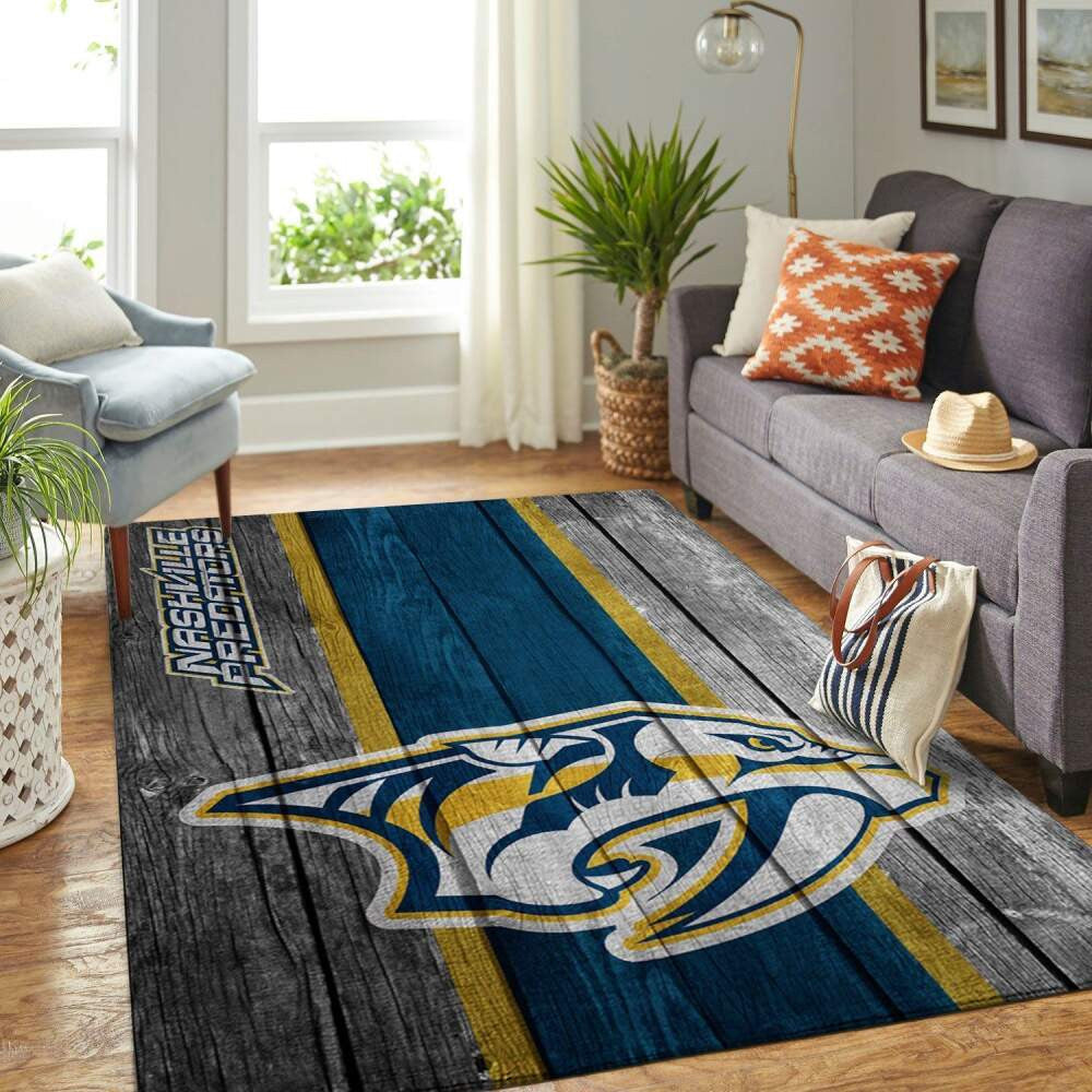 Nashville Predators Nhl Team Logobereich Sport im Holzstil Teppich, Teppiche - Outdoor Teppich, Teppich Wohnzimmer, Küchenteppich, Kinderzimmer, Modern