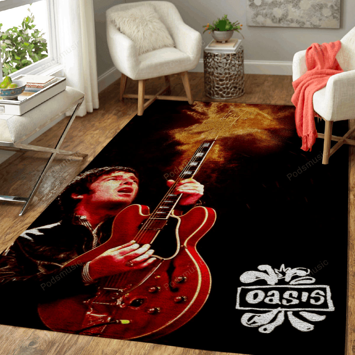 Oasis Burn Gitarrenmusik für Bodendekoration im Fanbereich Teppich, Teppiche - Outdoor Teppich, Teppich Wohnzimmer, Küchenteppich, Kinderzimmer, Modern