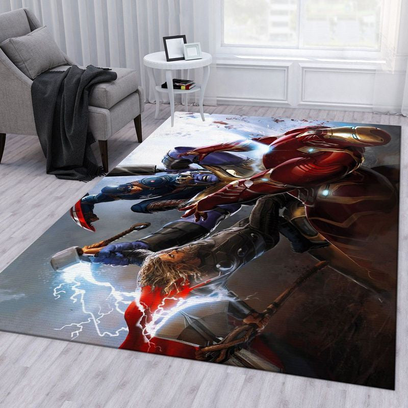 Marvel Avengers Trinity Iron Man Captain America Thor gegen Thanos Teppich, Teppiche - Outdoor Teppich, Teppich Wohnzimmer, Küchenteppich, Kinderzimmer, Modern