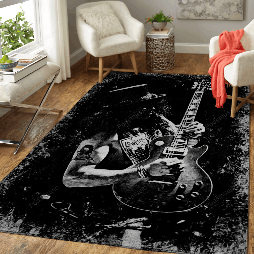 Slash Music Monochrom für Fans Teppich, Teppiche - Outdoor Teppich, Teppich Wohnzimmer, Küchenteppich, Kinderzimmer, Modern