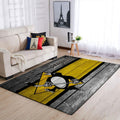 Pittsburgh Penguins Nhl Team Logobereich Sport im Holzstil Teppich, Teppiche - Outdoor Teppich, Teppich Wohnzimmer, Küchenteppich, Kinderzimmer, Modern
