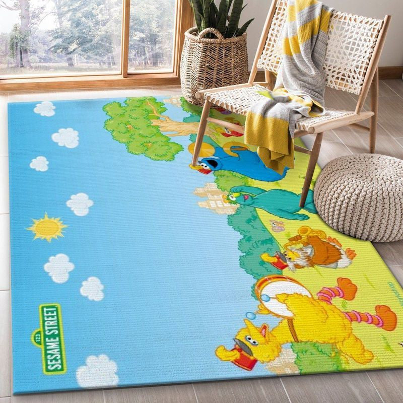Sesamstraßen-Spaziergang Teppich, Teppiche - Outdoor Teppich, Teppich Wohnzimmer, Küchenteppich, Kinderzimmer, Modern