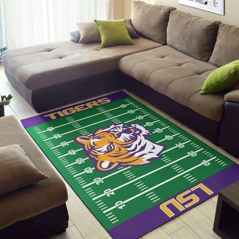 Lsu Tigers Field Area Fußball Teppich, Teppiche - Outdoor Teppich, Teppich Wohnzimmer, Küchenteppich, Kinderzimmer, Modern