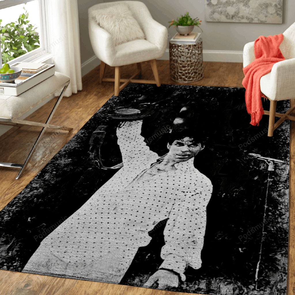 Prince Music Monochrom für Fans Teppich, Teppiche - Outdoor Teppich, Teppich Wohnzimmer, Küchenteppich, Kinderzimmer, Modern