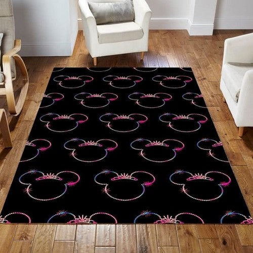 Minnie Mouse Schwarzer und bunter Filmbereich Teppich, Teppiche - Outdoor Teppich, Teppich Wohnzimmer, Küchenteppich, Kinderzimmer, Modern
