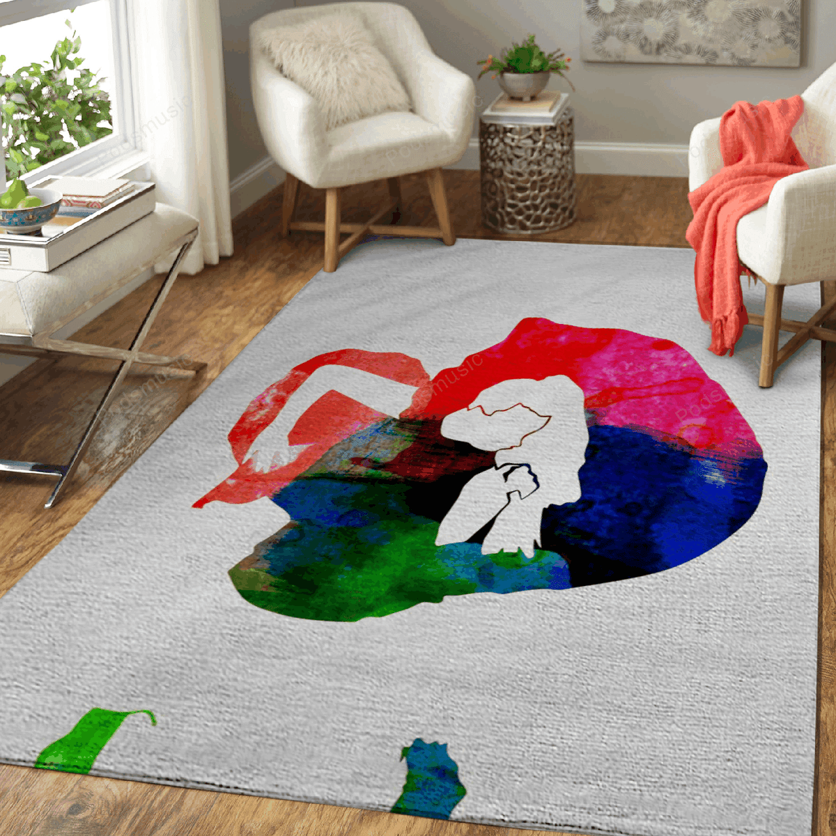 Lady Watercolor Music Legends für Fans Teppich, Teppiche - Outdoor Teppich, Teppich Wohnzimmer, Küchenteppich, Kinderzimmer, Modern
