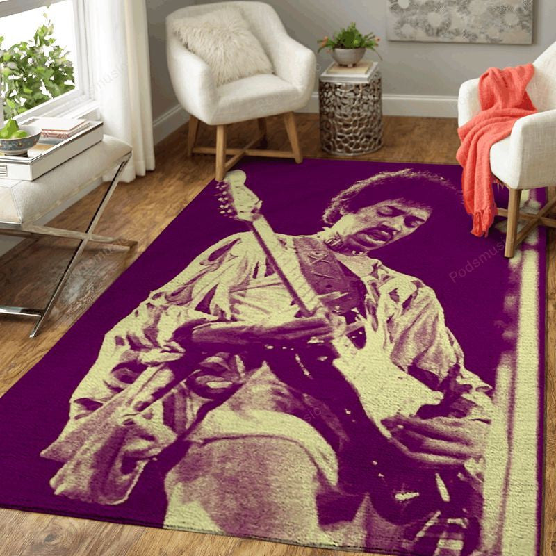 Jimi Hendrix Gitarrenmusik Vintage Teppich, Teppiche - Outdoor Teppich, Teppich Wohnzimmer, Küchenteppich, Kinderzimmer, Modern