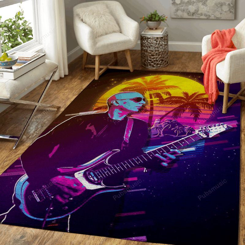 Joe Satriani 80Swork Music Synthwave 80S Teppich, Teppiche - Outdoor Teppich, Teppich Wohnzimmer, Küchenteppich, Kinderzimmer, Modern