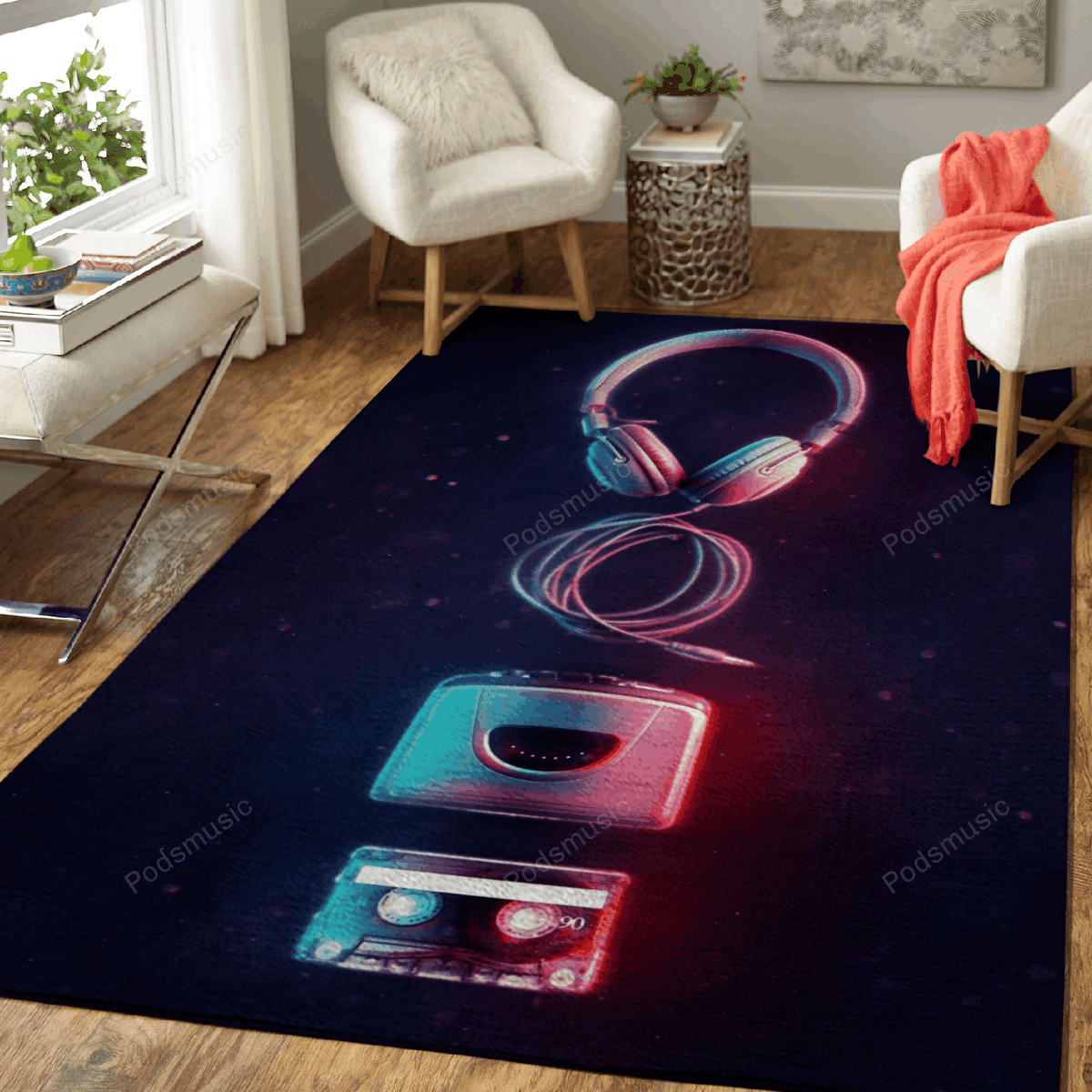 Neon Music Gadgets 1 Neon-Musikinstrumente für Fans Teppich, Teppiche - Outdoor Teppich, Teppich Wohnzimmer, Küchenteppich, Kinderzimmer, Modern