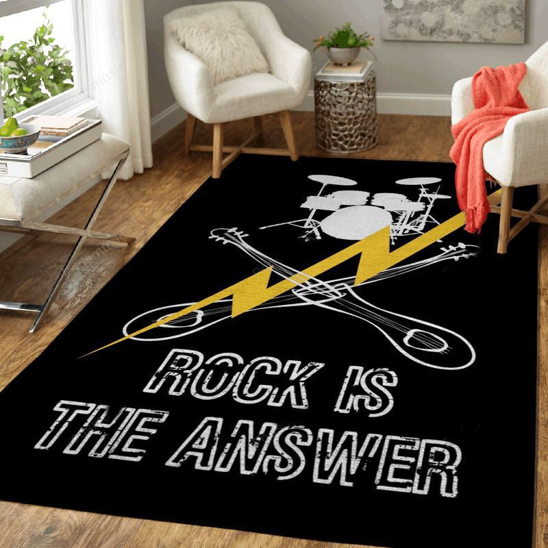 Rock ist die Antwort Musik Teppich, Teppiche - Outdoor Teppich, Teppich Wohnzimmer, Küchenteppich, Kinderzimmer, Modern