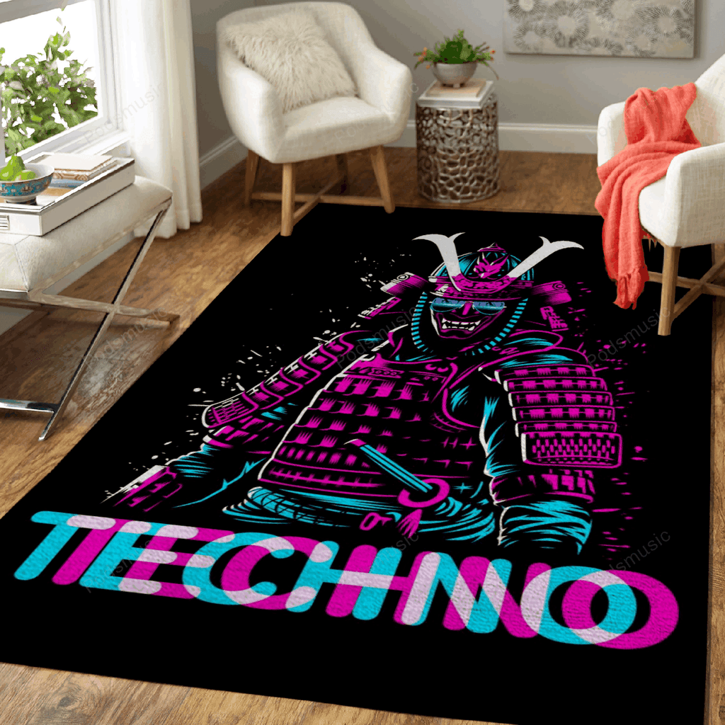 Samurai-Techno-Musik für Fans Teppich, Teppiche - Outdoor Teppich, Teppich Wohnzimmer, Küchenteppich, Kinderzimmer, Modern
