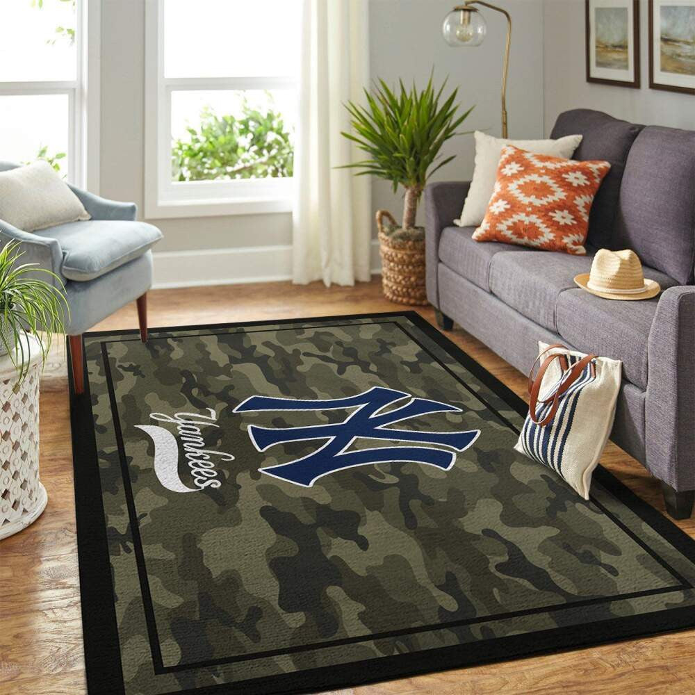 New York Yankees Mlb Area Team-Logo im Camo-Stil Teppich, Teppiche - Outdoor Teppich, Teppich Wohnzimmer, Küchenteppich, Kinderzimmer, Modern