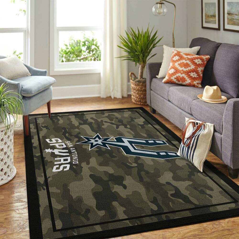 Teamlogo im Camo-Stil der San Antonio Spurs Nba Area Teppich, Teppiche - Outdoor Teppich, Teppich Wohnzimmer, Küchenteppich, Kinderzimmer, Modern
