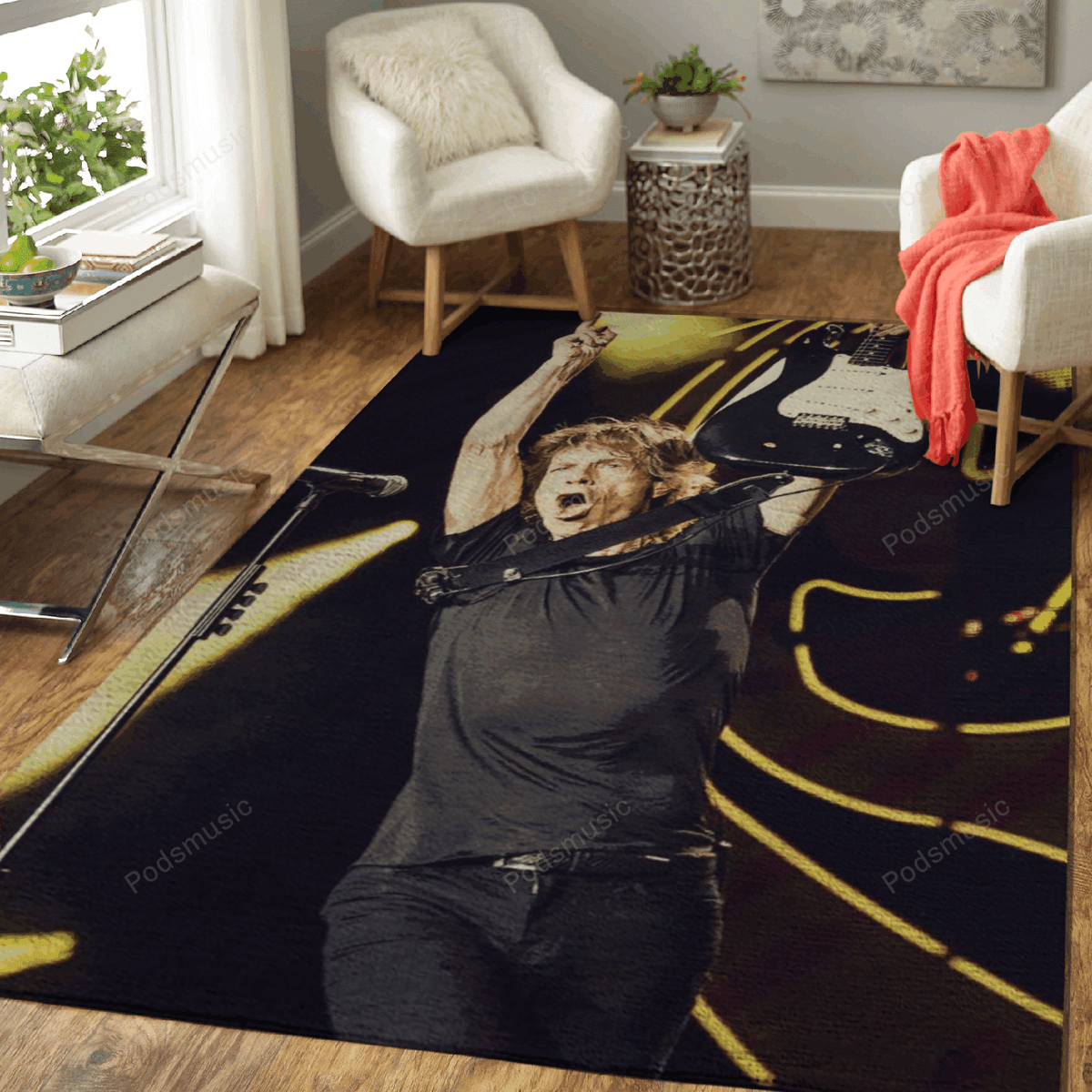 Mick Jagger tritt als Musiker für Fans auf Teppich, Teppiche - Outdoor Teppich, Teppich Wohnzimmer, Küchenteppich, Kinderzimmer, Modern