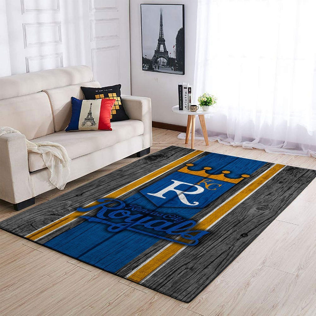 Kansas City Royals Mlb Area Baseball Team Logo im Holzstil Teppich, Teppiche - Outdoor Teppich, Teppich Wohnzimmer, Küchenteppich, Kinderzimmer, Modern