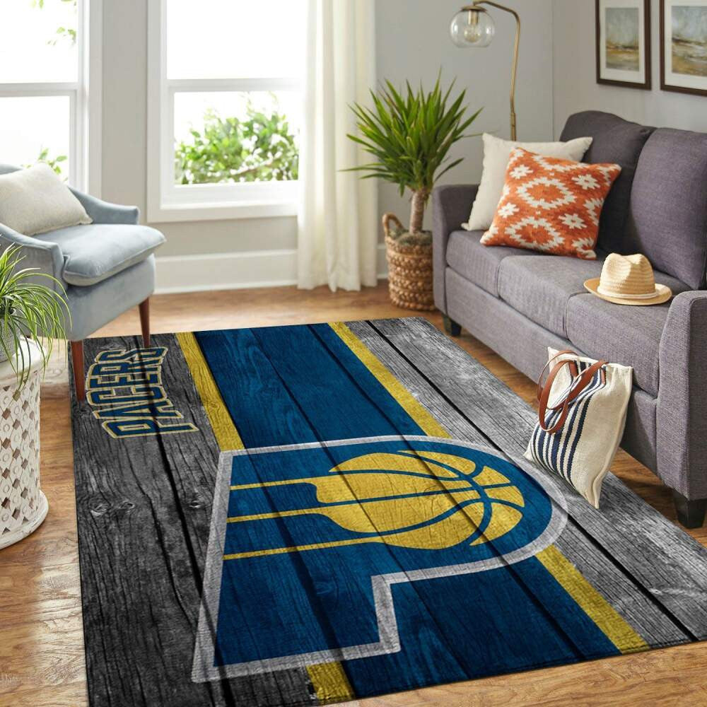 Indiana Pacers Nba Team Logo Bereich Sport im Holzstil Teppich, Teppiche - Outdoor Teppich, Teppich Wohnzimmer, Küchenteppich, Kinderzimmer, Modern