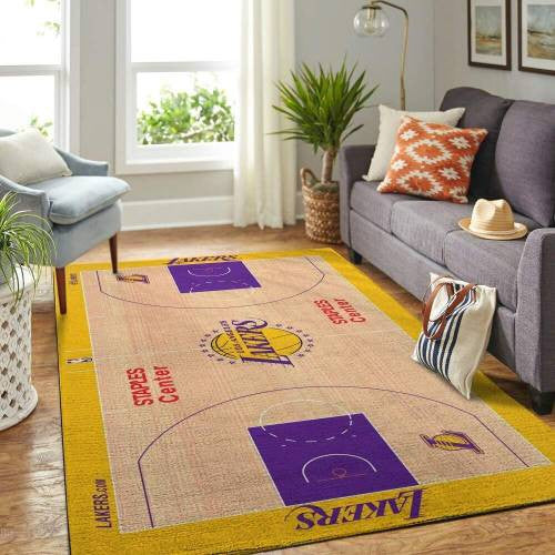 La Lakers Court Area NBA-Basketballteam Logo001 Teppich, Teppiche - Outdoor Teppich, Teppich Wohnzimmer, Küchenteppich, Kinderzimmer, Modern