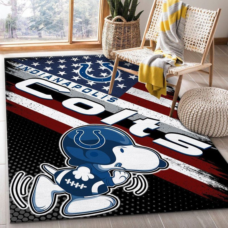 Indianapolis Colts Nfl Team Logo im Snoopy Us-Stil Teppich, Teppiche - Outdoor Teppich, Teppich Wohnzimmer, Küchenteppich, Kinderzimmer, Modern