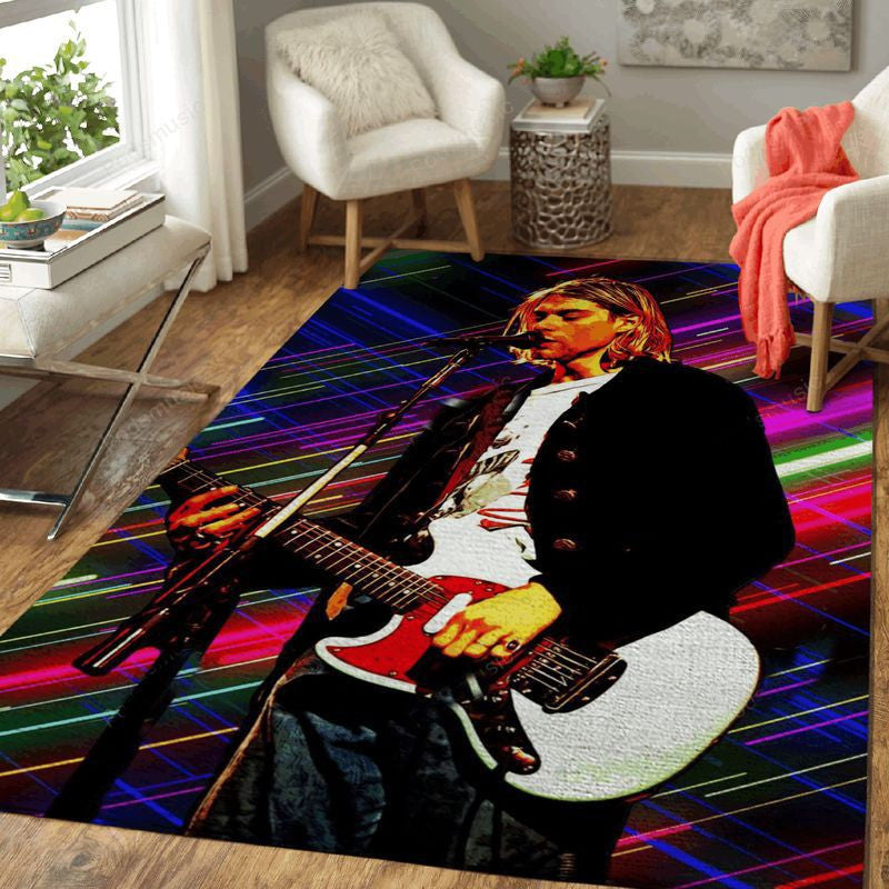 Kurt Cobain Music Light 002 Teppich, Teppiche - Outdoor Teppich, Teppich Wohnzimmer, Küchenteppich, Kinderzimmer, Modern