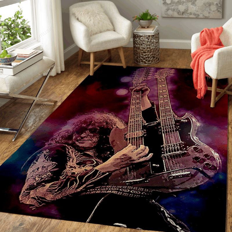 Jimmy Page Led Zeppelin Compilation Musik 001 Teppich, Teppiche - Outdoor Teppich, Teppich Wohnzimmer, Küchenteppich, Kinderzimmer, Modern