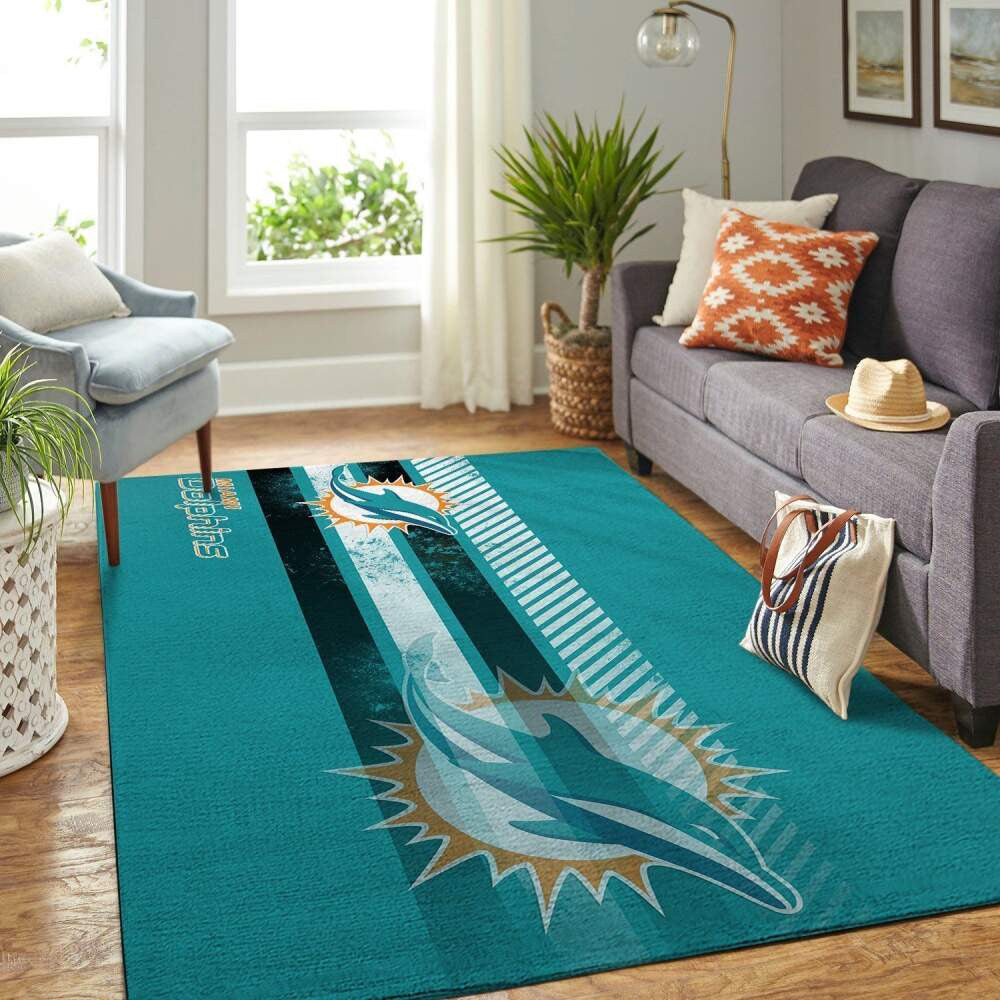 Miami Dolphins Nfl Area Team Logo Sport Teppich, Teppiche - Outdoor Teppich, Teppich Wohnzimmer, Küchenteppich, Kinderzimmer, Modern