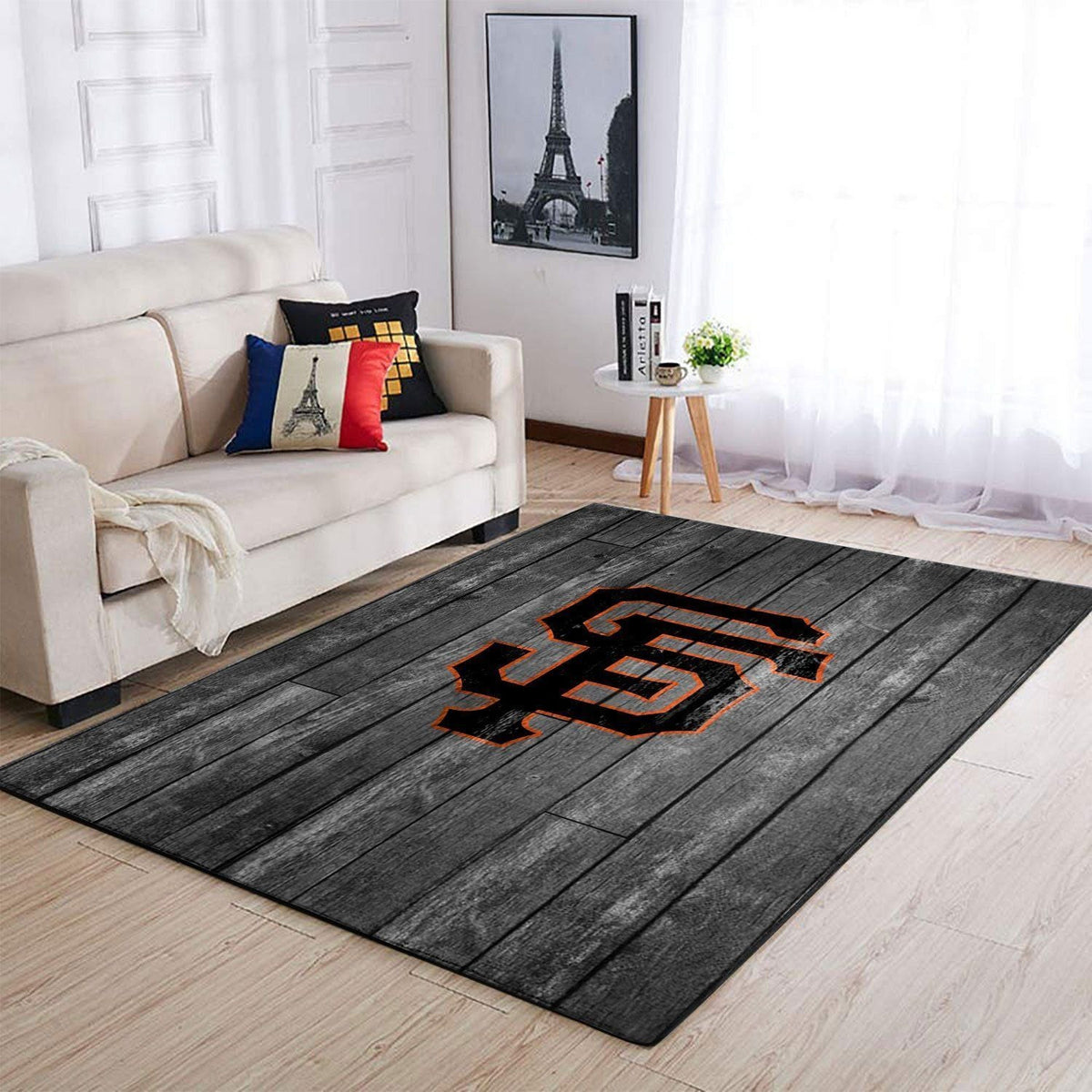 San Francisco Giants Mlb Team Logo Grey Area Sport im Holzstil Teppich, Teppiche - Outdoor Teppich, Teppich Wohnzimmer, Küchenteppich, Kinderzimmer, Modern