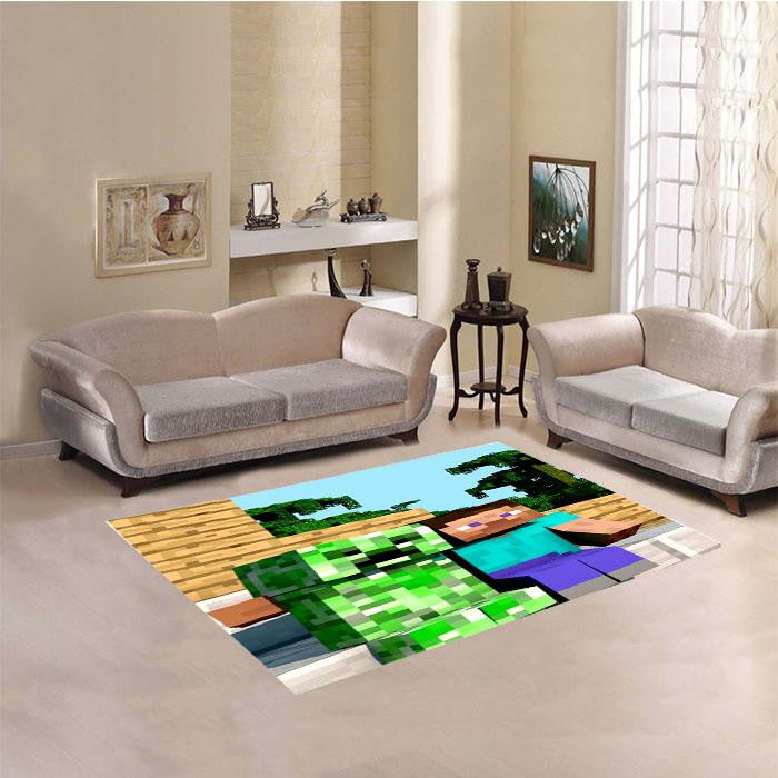 Minecraft Steve Creeper Wohnzimmer Boden Teppich, Teppiche - Outdoor Teppich, Teppich Wohnzimmer, Küchenteppich, Kinderzimmer, Modern