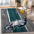 Philadelphia Eagles Nfl Team Logo Holzstil Stil Schönes Geschenk De Teppich, Teppiche - Outdoor Teppich, Teppich Wohnzimmer, Küchenteppich, Kinderzimmer, Modern
