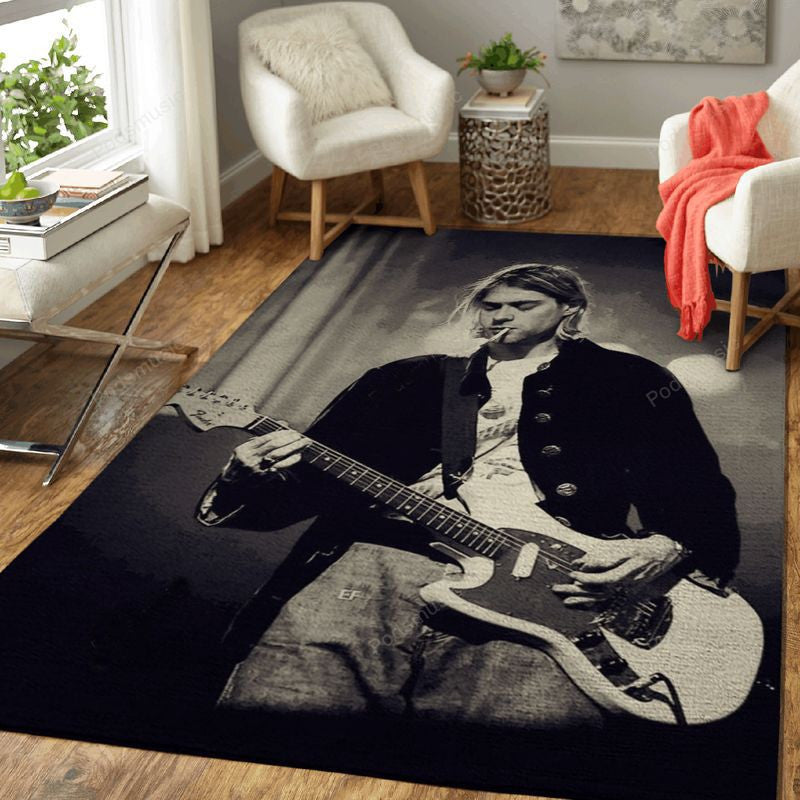 Kurt Cobain führt Musik auf Teppich, Teppiche - Outdoor Teppich, Teppich Wohnzimmer, Küchenteppich, Kinderzimmer, Modern