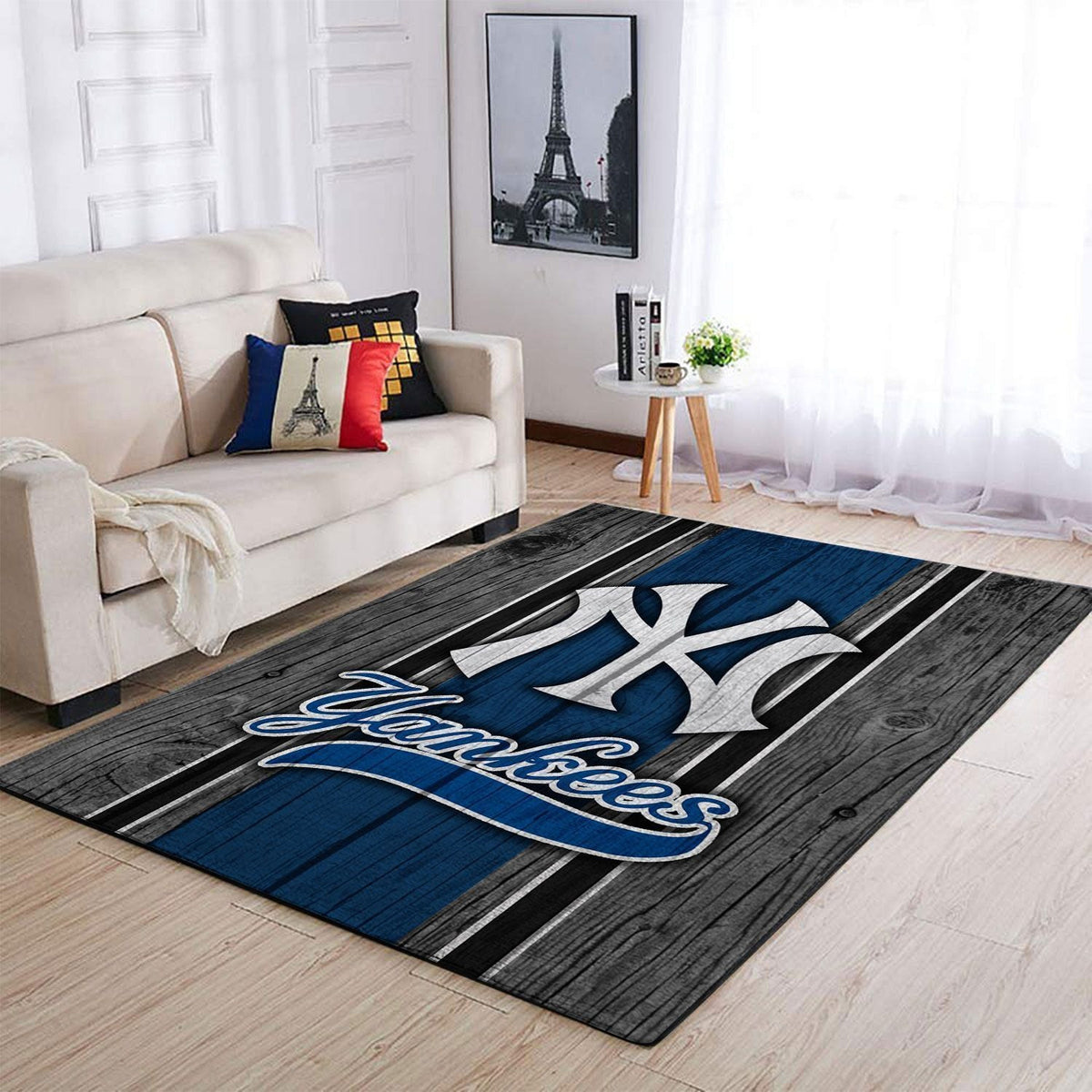 New York Yankees Mlb Team Logo Bereich Sport im Holzstil Teppich, Teppiche - Outdoor Teppich, Teppich Wohnzimmer, Küchenteppich, Kinderzimmer, Modern