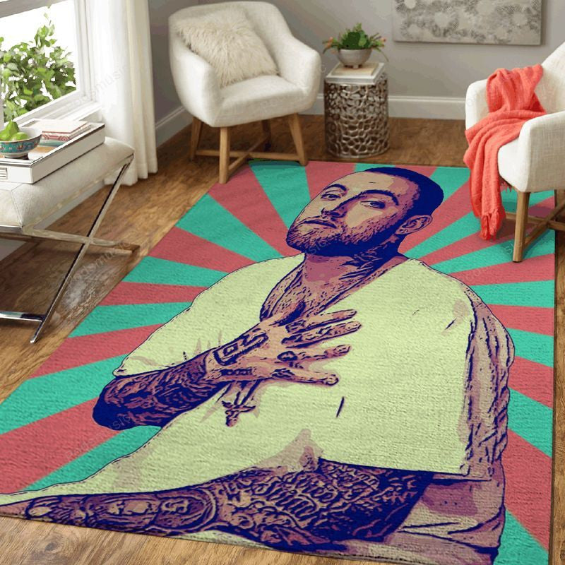 Mac Miller Retro 1 Retro-Musik Teppich, Teppiche - Outdoor Teppich, Teppich Wohnzimmer, Küchenteppich, Kinderzimmer, Modern