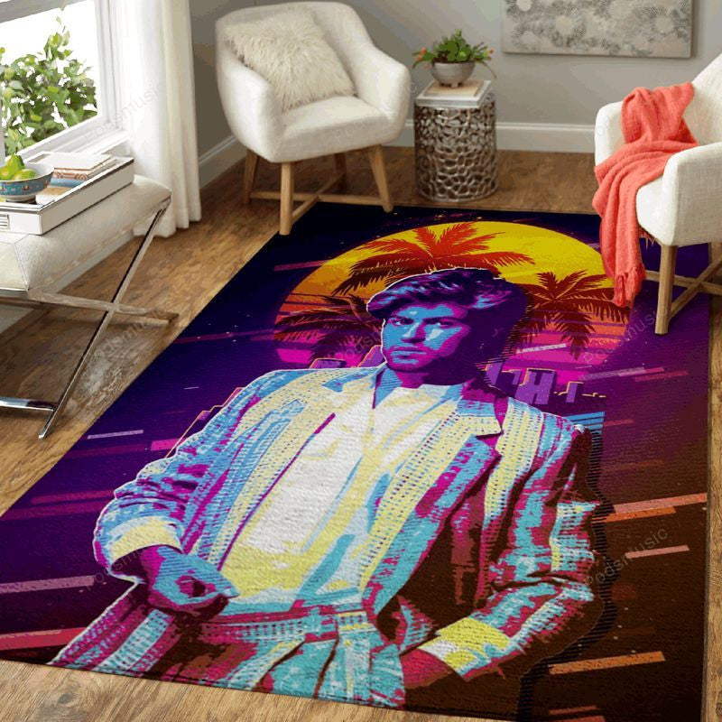 Michael Georgework Musik Synthwave 80S Teppich, Teppiche - Outdoor Teppich, Teppich Wohnzimmer, Küchenteppich, Kinderzimmer, Modern