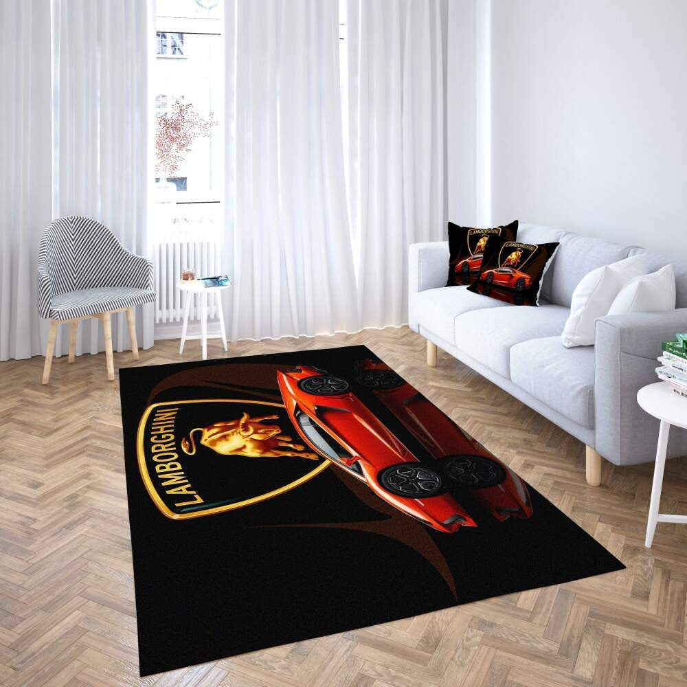 Lamborghini Logo Bereich schwarz rot Autodesign Teppich, Teppiche - Outdoor Teppich, Teppich Wohnzimmer, Küchenteppich, Kinderzimmer, Modern
