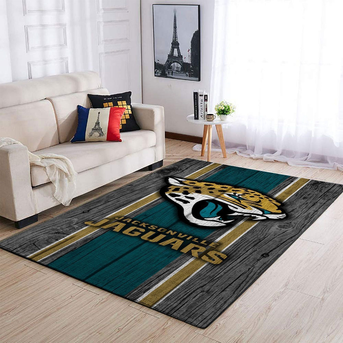 Jacksonville Jaguars Nfl Area Football Team Logo im Holzstil Teppich, Teppiche - Outdoor Teppich, Teppich Wohnzimmer, Küchenteppich, Kinderzimmer, Modern