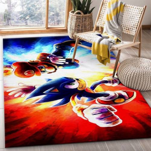 Mario Ft Sonic Teppich, Teppiche - Outdoor Teppich, Teppich Wohnzimmer, Küchenteppich, Kinderzimmer, Modern